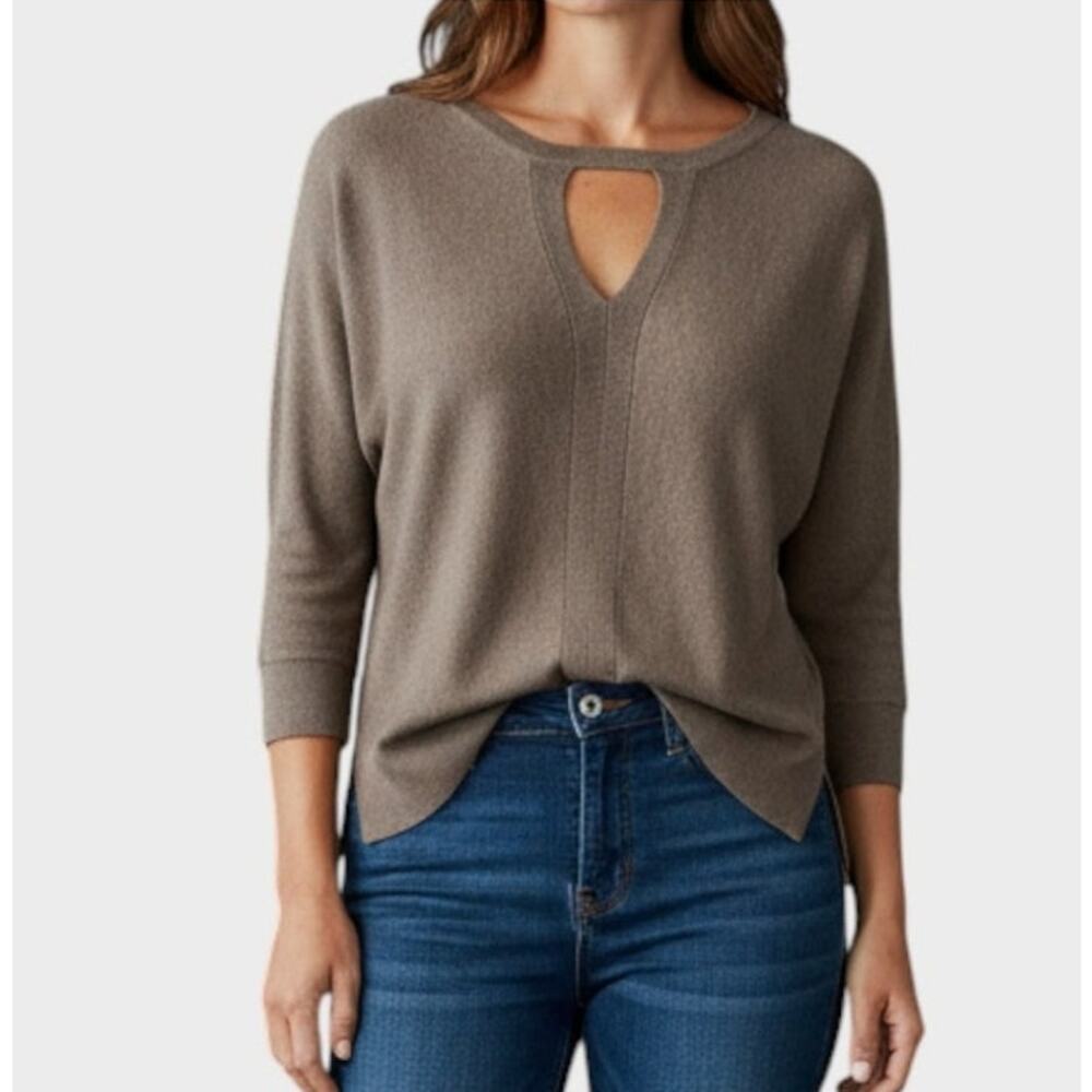 New York & Company XS Elbow Sleeve Sweater Dolman Sleeve Light Brown
